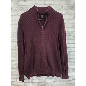 Calvin‎ Klein Jeans L Cotton Men ¼ Zip Pullover Knit Sweater Pinot Grindle